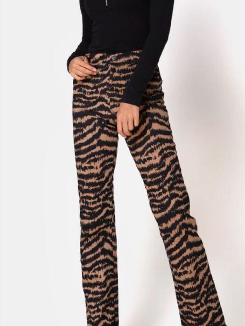Motel Zoven trouser in Animal Print flare pants with a stretchy waistband
